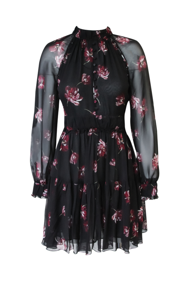Nicholas High Neck Button Mini Dress Mulberry – Dressed Up