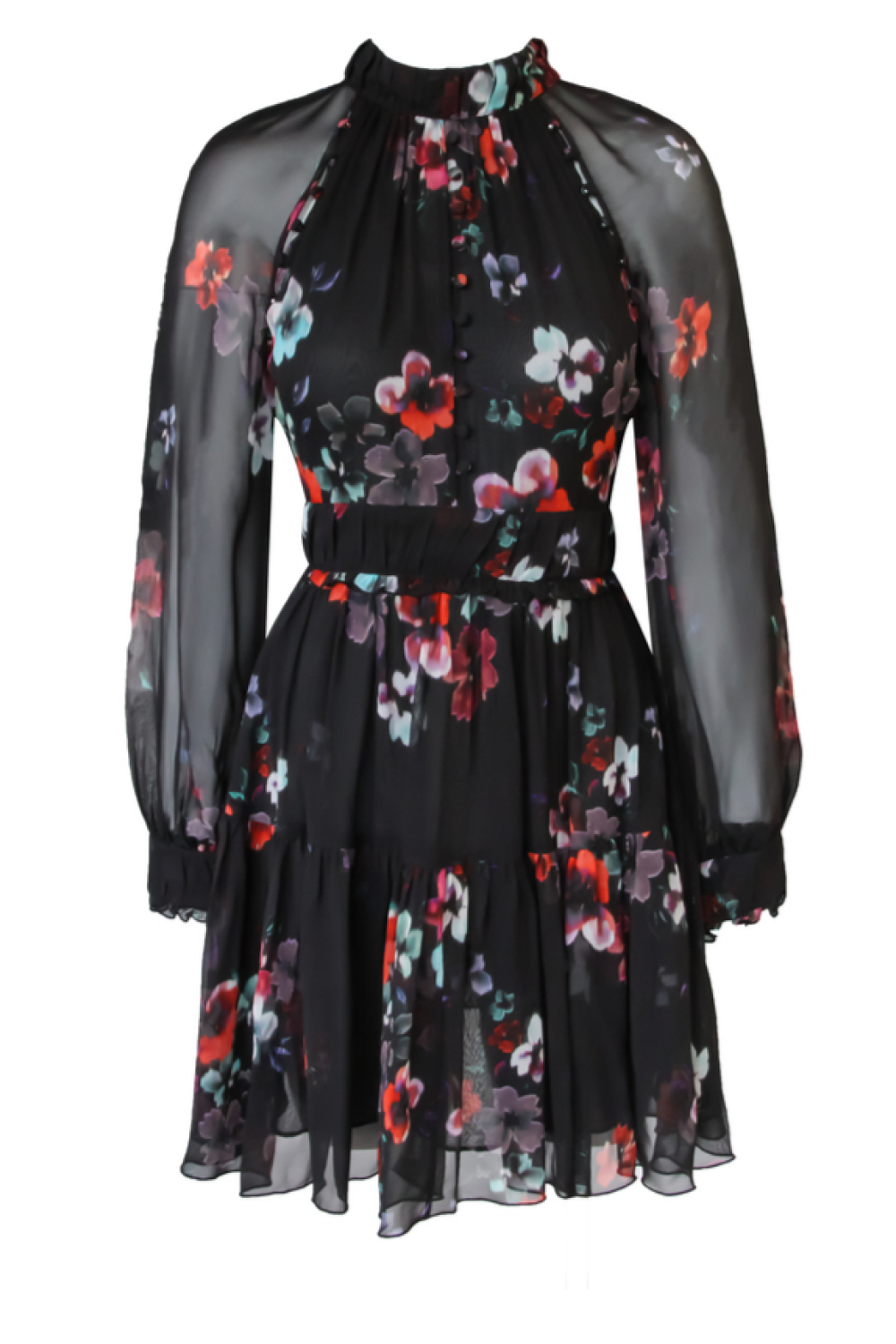 Nicholas High Neck Button Mini Dress Lilac