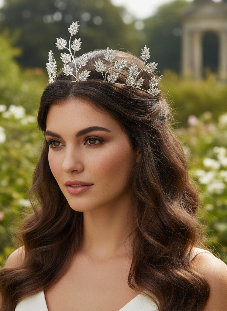 Silver Leaf Tiara Headband