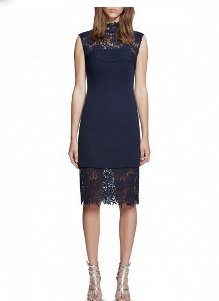 White Suede Lace Ambiguity - Navy