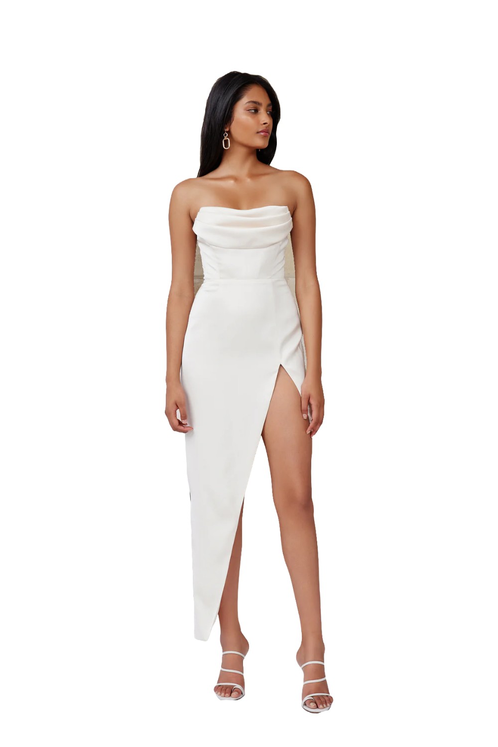 model wearing Lexi Juliana Dress Oyster Front