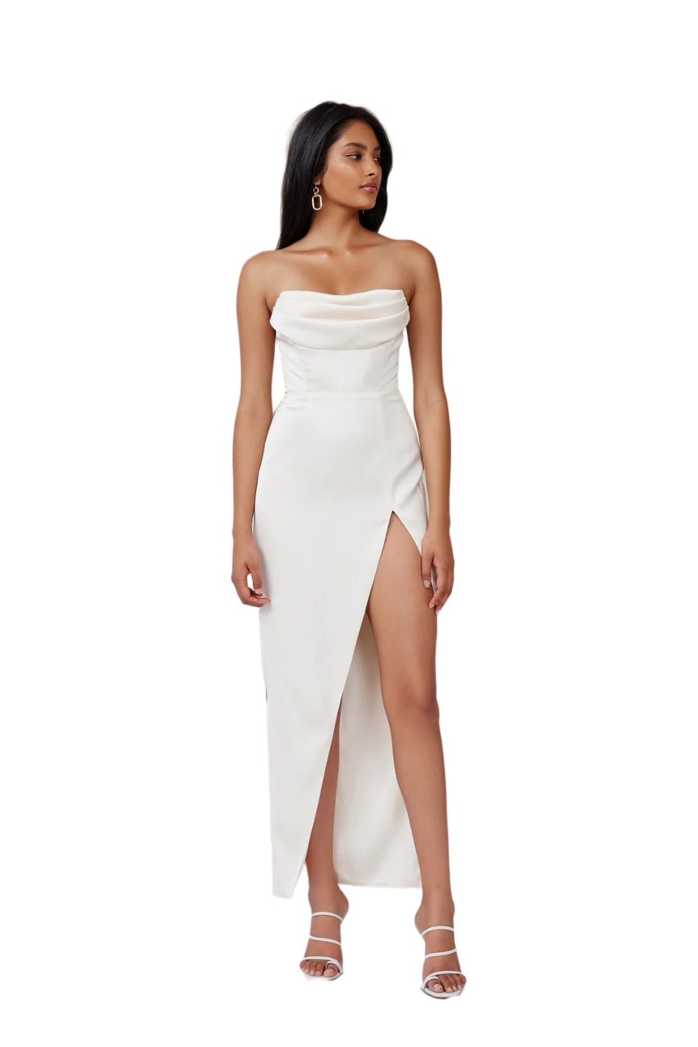model wearing Lexi Juliana Dress Oyster Front