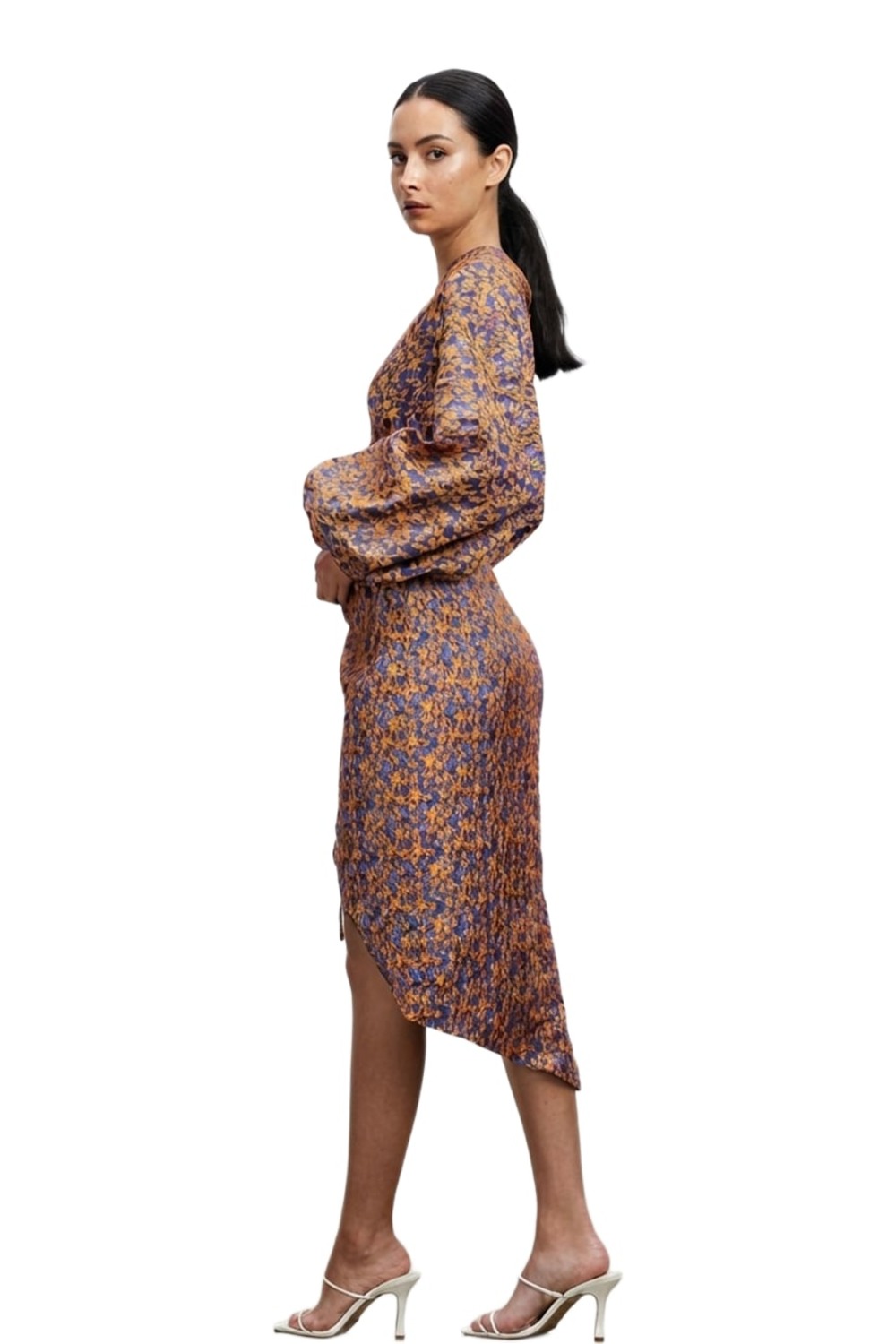 Model wearing Nicola Finetti Rebekah top and Brianna wrap skirt set